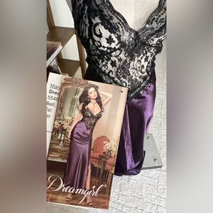 Dreamgirl Black and Purple Lace Chemise